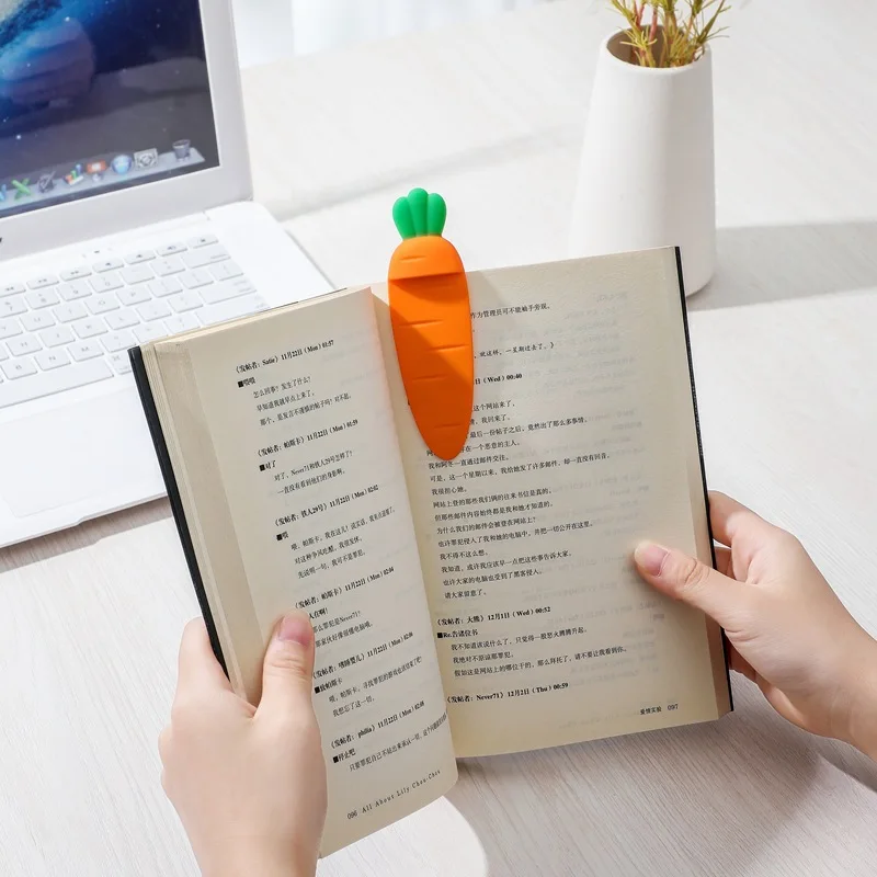 Creative Cute Silicone Carrot Bookmark Literary Cartoon Students Reading Bookmarks