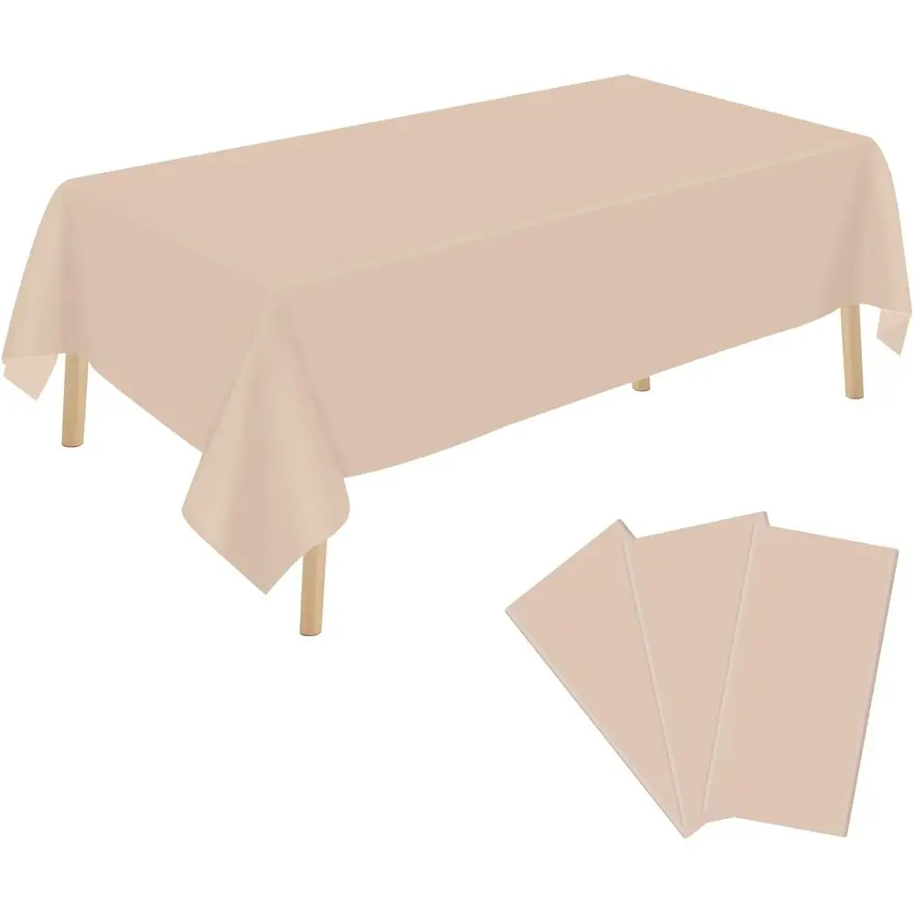 

Disposable Beige Rectangular Plastic Tablecloths, 54 x 108, Ideal for Party Table Covers