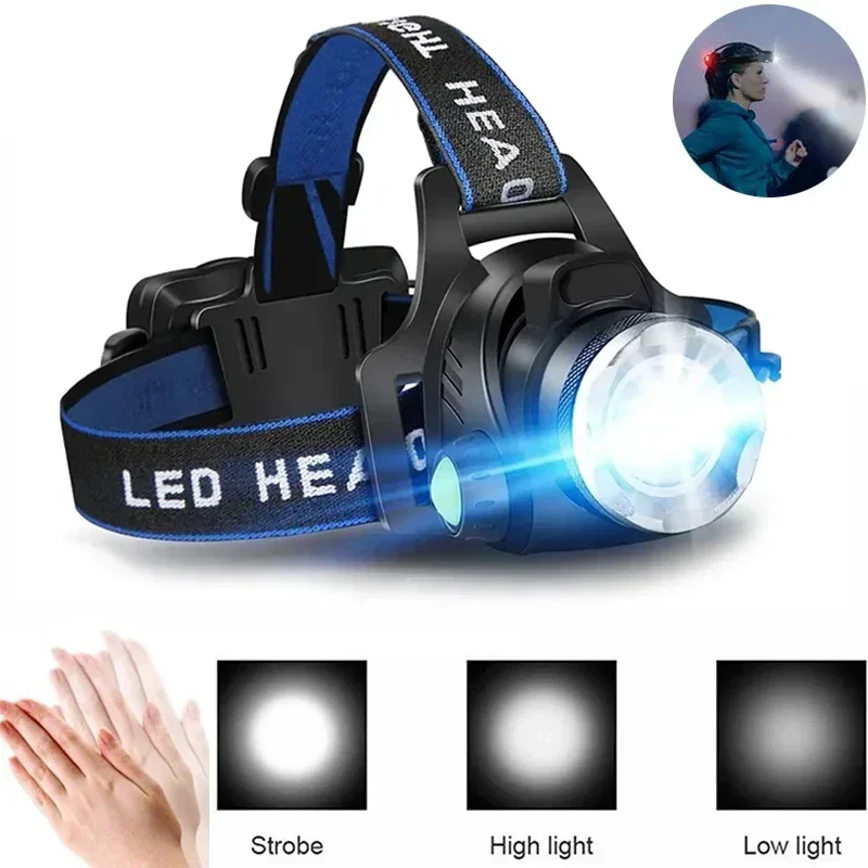 

Мощный светодиодный индукционный налобный фонарь USB/DC перезаряжаемый фонарь из алюминиевого сплава для уличной рыбалки налобный фонарь с высоким люменом