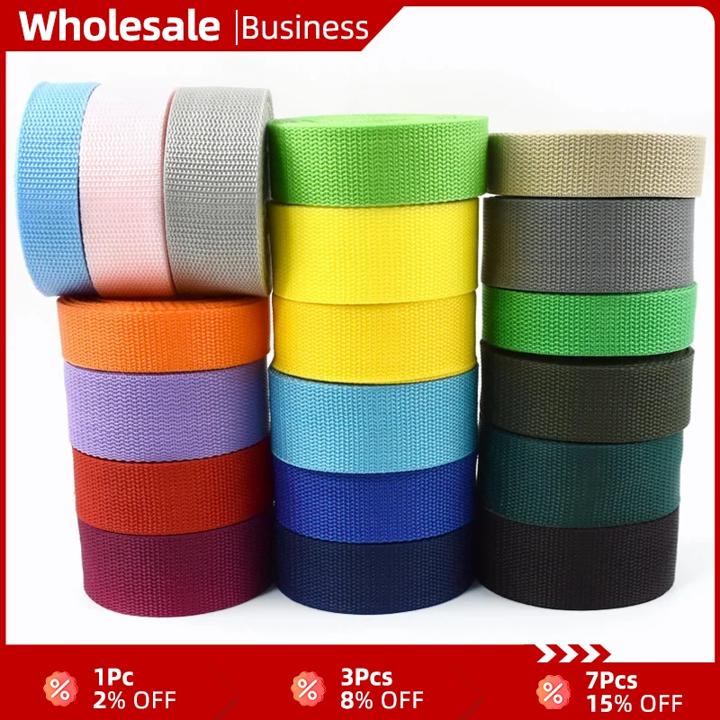 10M PP Webbing 20-50mm Polypropylene Tape for Strap 1.1mm Thick Nylon Ribbon Band Safety Belt Sewing Sling Card Holder Accessory