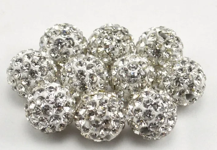 50pcs/lot 4 6 8 10 12mm Rhinestone Ball Beads Clay Paved Crystal Disco Spacer Beads For DIY Jewelry Making Necklace Bracelet n3