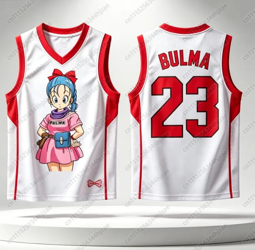 Dragon Ball Bulma No.23 Basketball Jersey Women 3D Print Sports Vest White Pink Anime Streetwear Tank Top Family Matching Outfit
