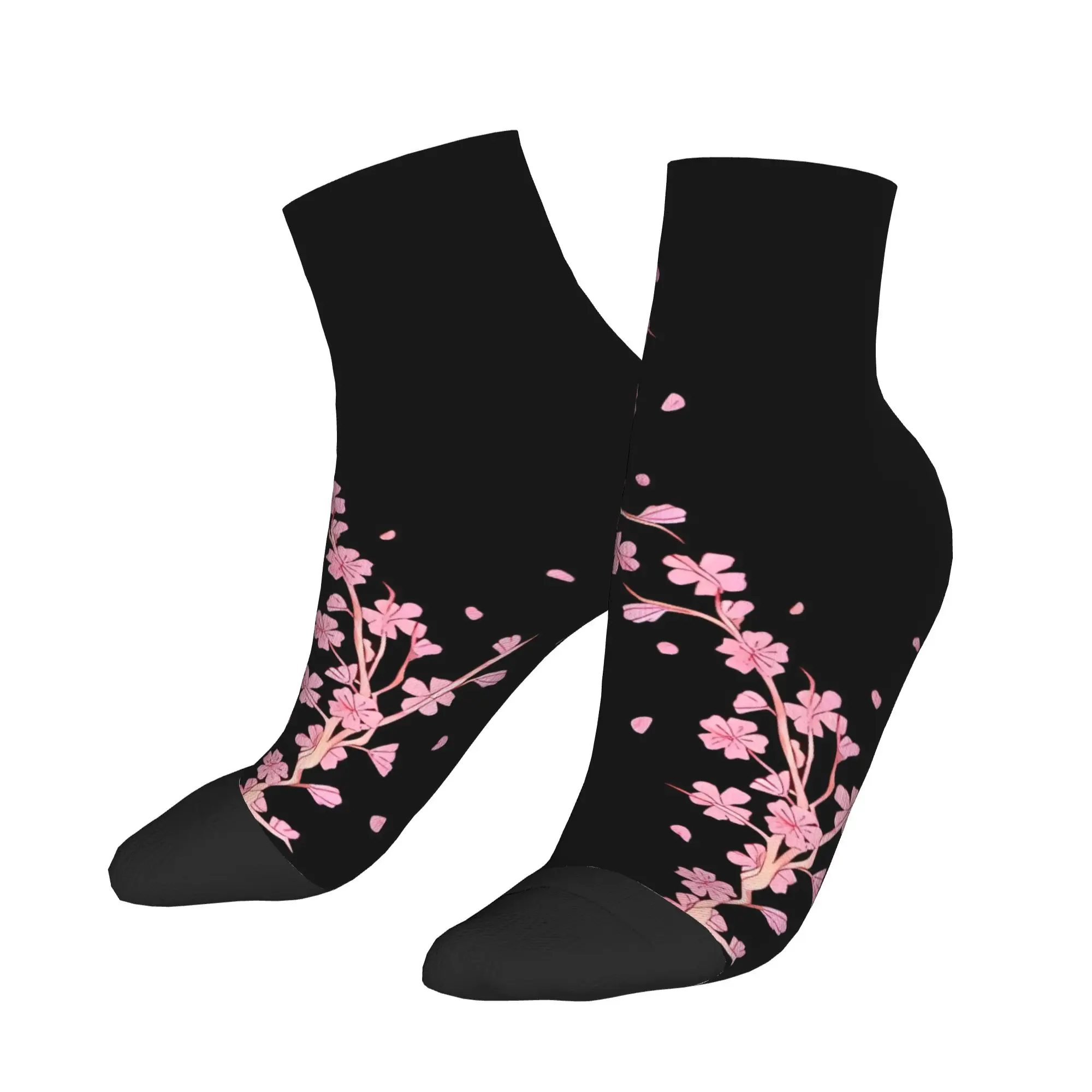 

Women Men Casual Socks Japanese Sakura Cherry Blossoms Anti Skid Breathable Sock Spring Retro Graphic Skateboard Socks