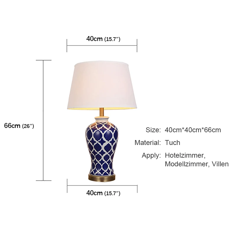 Plly zeitgenössische Keramik blau Tisch lampe kreative Vintage Nachttisch LED Schreibtisch Licht für zu Hause Wohnzimmer Schlafzimmer Dekor