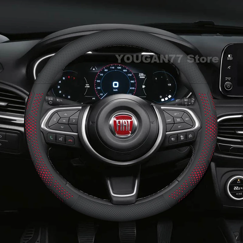 

Leather Car Steering Wheel Cover For Fiat Tipo 500x Scudo 2017-2022 2023 Non-slip Auto Steering Wheel Fiat Dobio Accessories