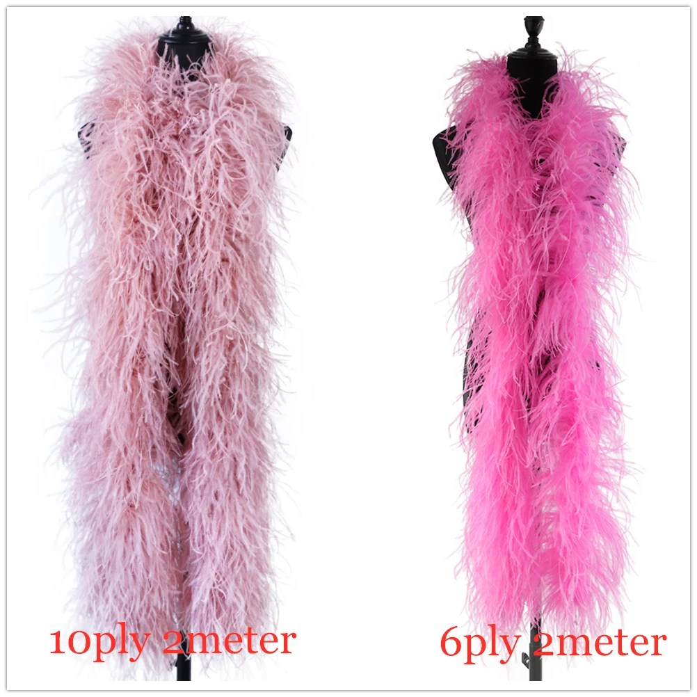 Colorful Ostrich Feather Boa 4 6 8 10 20Ply 2M Vintage Plume Scarf for Wedding Dress Decoration Fashion Shawl Sewing Accessories