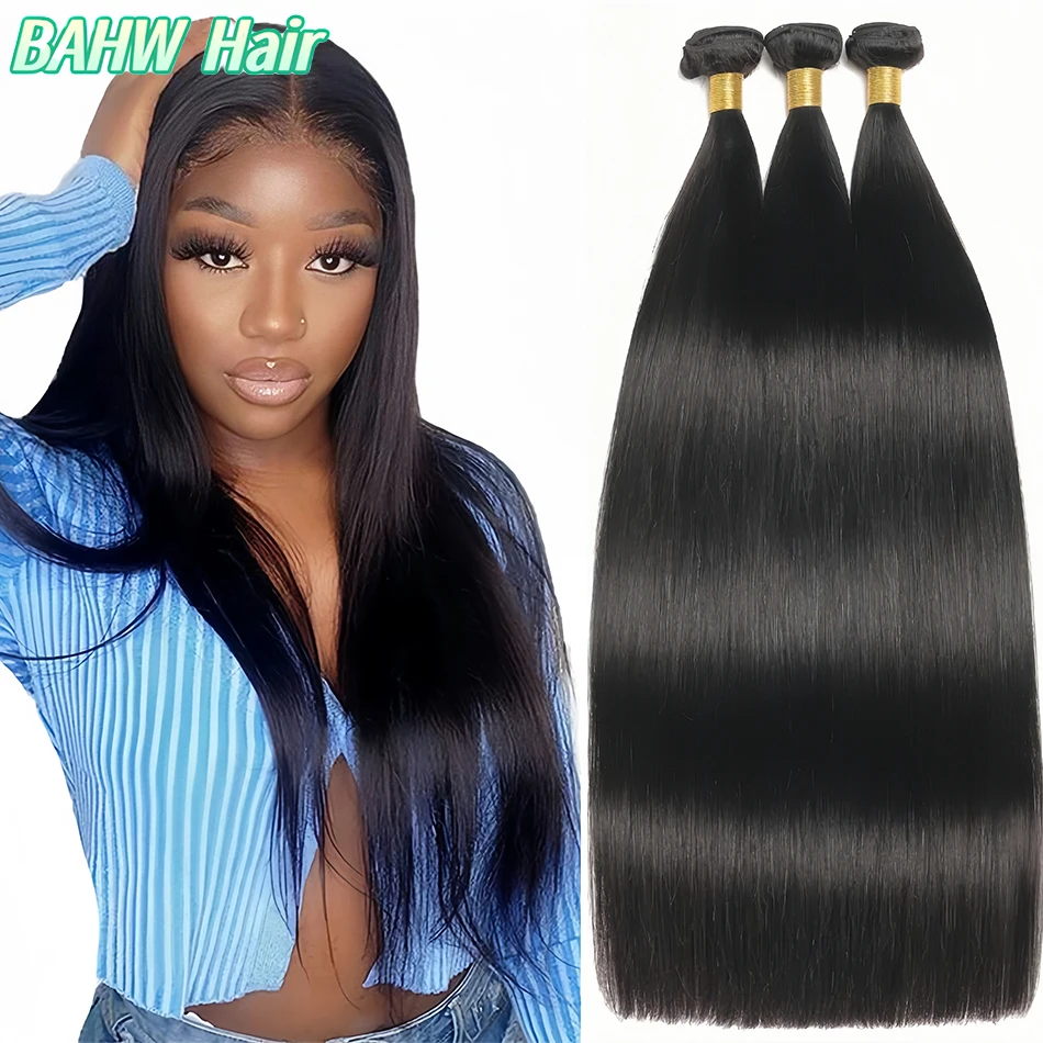 Rambut Lurus 100% Rambut Asli Manusia 1/2/3/4 Bundel Rambut Mentah Ekstensi Rambut Remy Malaysia Double Weft Untuk Wanita Kulit Hitam