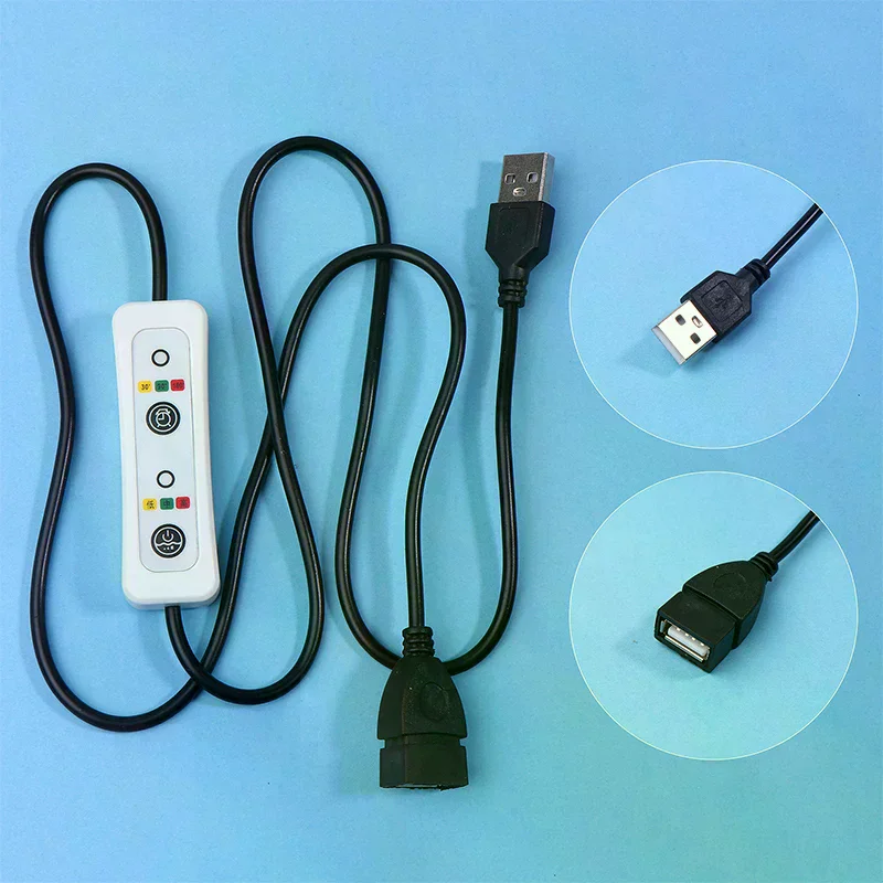 3-Timing 0.5h/1.5h/3h 3-Speed Controller For USB Ceiling Fan LED Lamp Power Extension Switch Cable