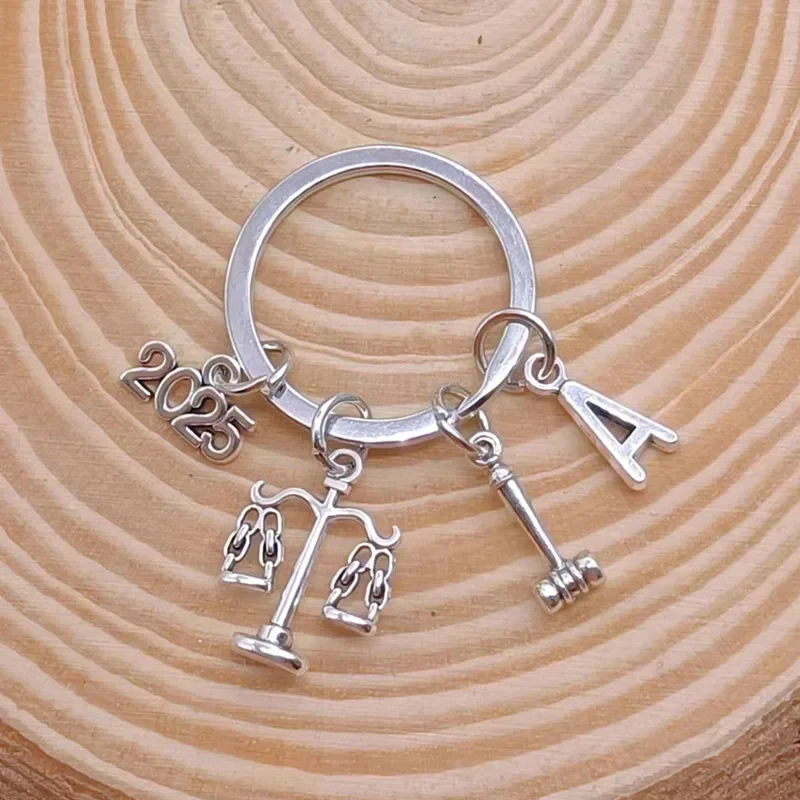 2025-2026 Lawyer Keychain, Trial Judge Hammer Keychain, Law School Student Gift, A-Z Initial Keychain