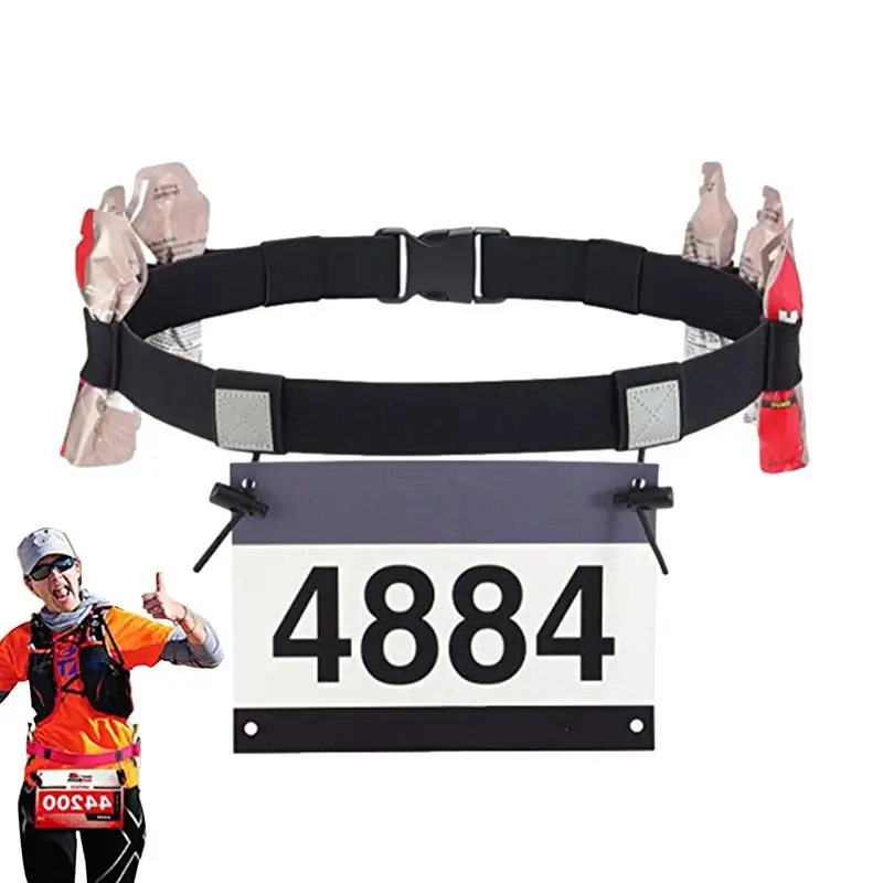 New 2023 Outdoor Running Waist Belt Marathon Race Number Belt With Gel Holder Cloth Belt Motor Gym Fitness Sport Accessories