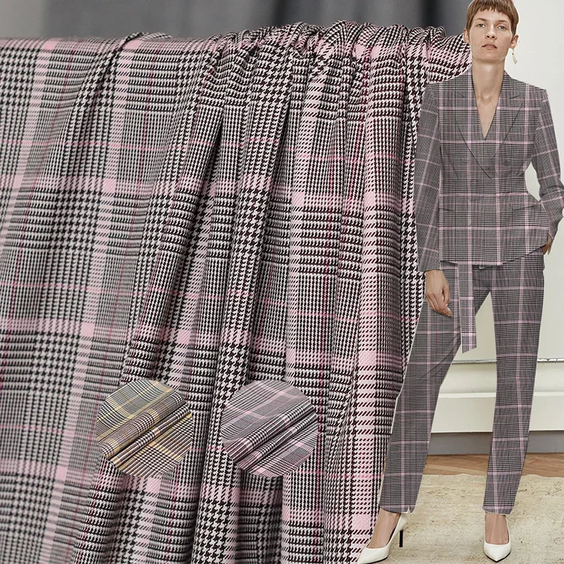 

Redraspberry Japanese Yarn Dyed Houndstooth Worsted Wool Fabrics Materials Autumn Women Suits Pants Sewing Cloth Freeshipping