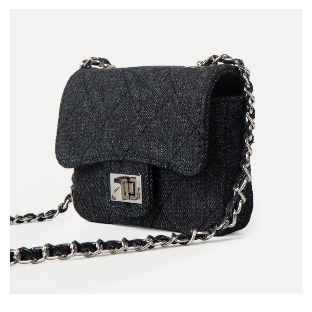 Casual Solid Color Chain Bag Embroidery Thread Denim Handbag Horizontal Small Square Bag Shoulder Purse сумка женская شنط 미니백