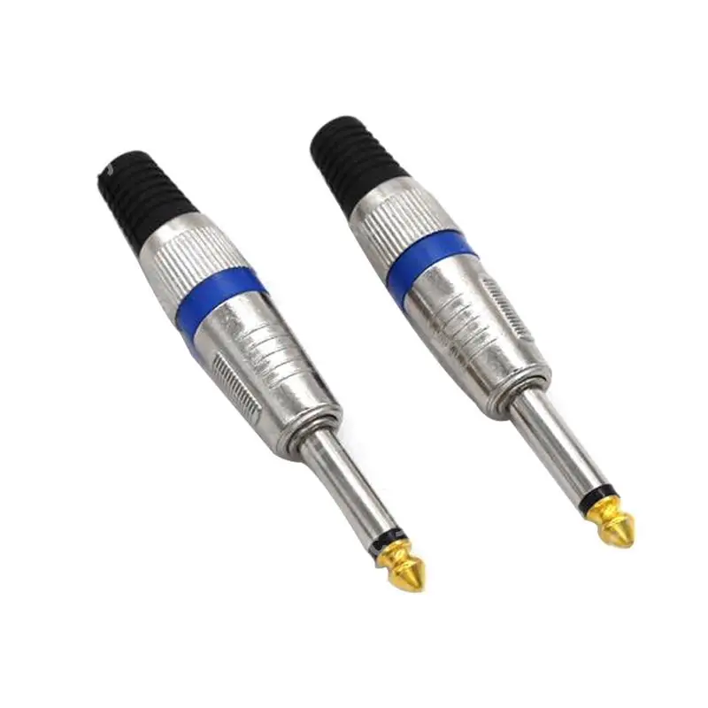 2pcs 6.35mm Guitar Audio Cable Connector Mono Jack 6.5 Amplifier Microphone Plug 6.5mm Mono Sophomore Core