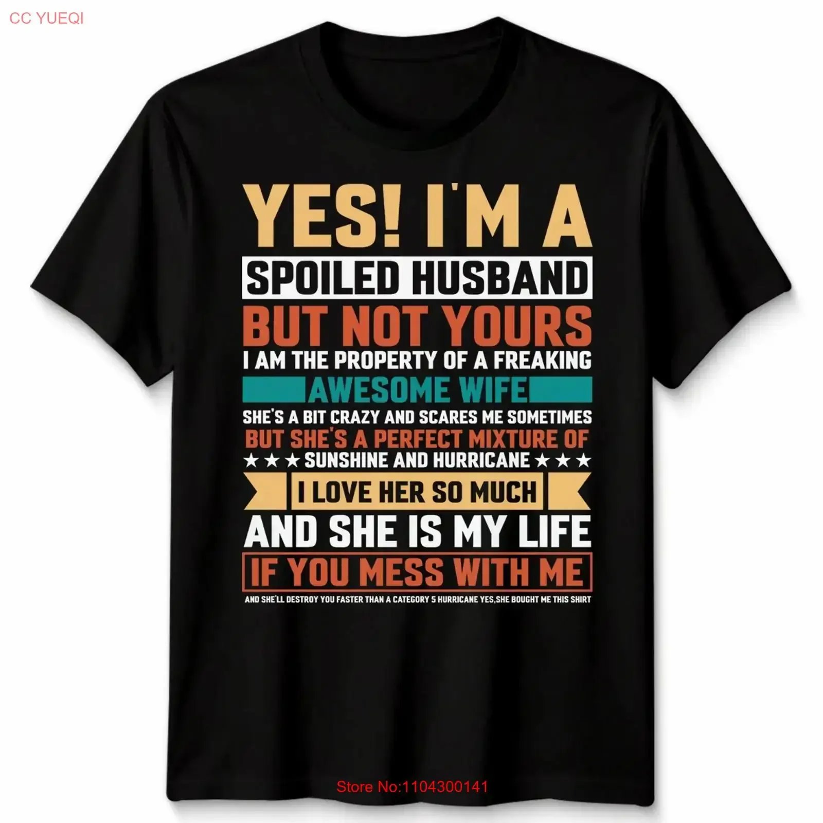 Spoiled Husband Awesome Relationships Wife Mens T Shirt Women Slogan long or short sleeves vintage Washed Comfortable fashion