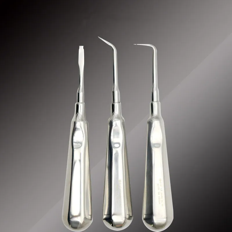 3Pcs Stainless Steel Dental Broken Crown Tools Luxating Lift Elevator Stright Curved Tooth Extraction Tool Dentistry Instruments