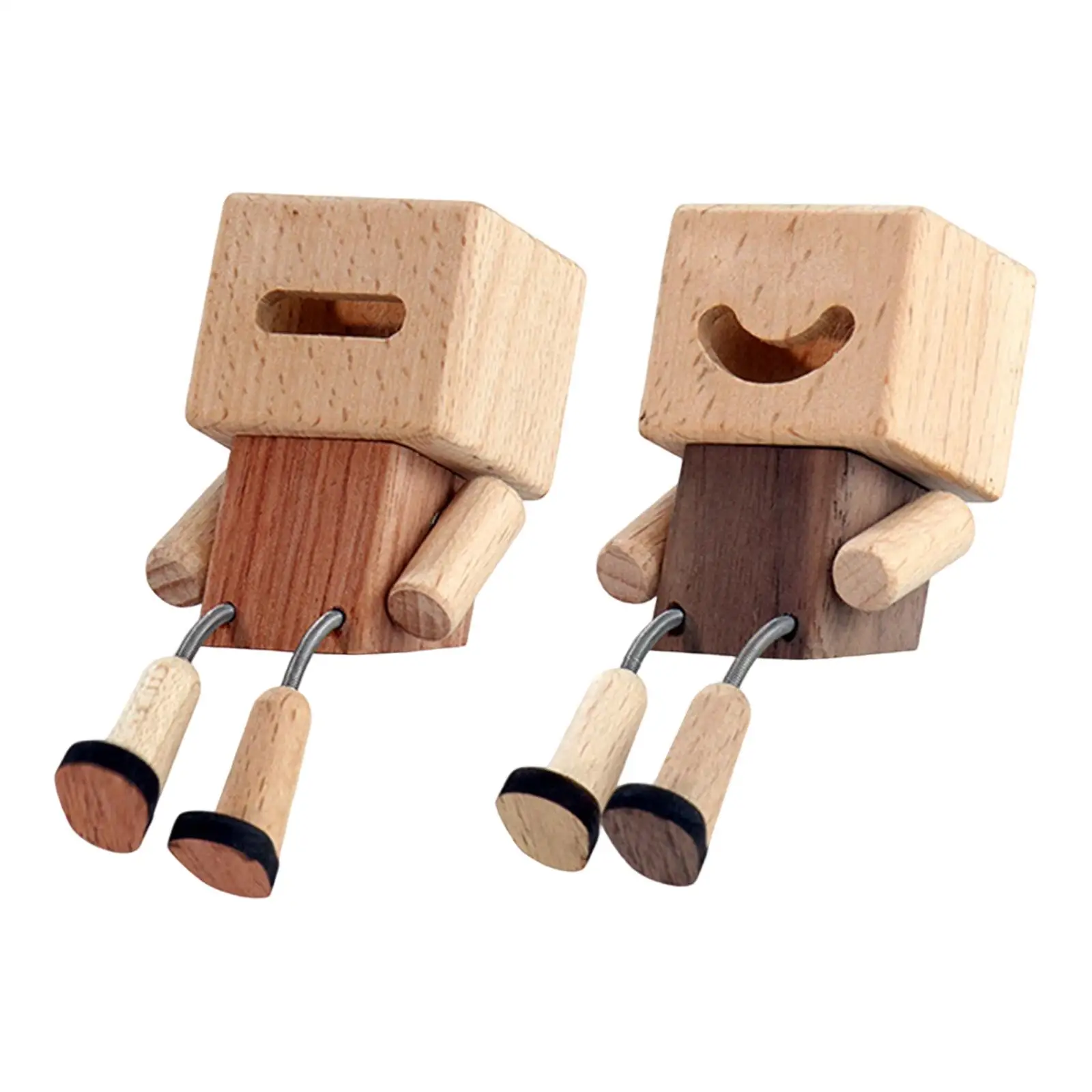 Handmade Wobbling Wooden Figure Funny Shaking Man Dashboard Ornament Mobile Decoration for Car Office Desk