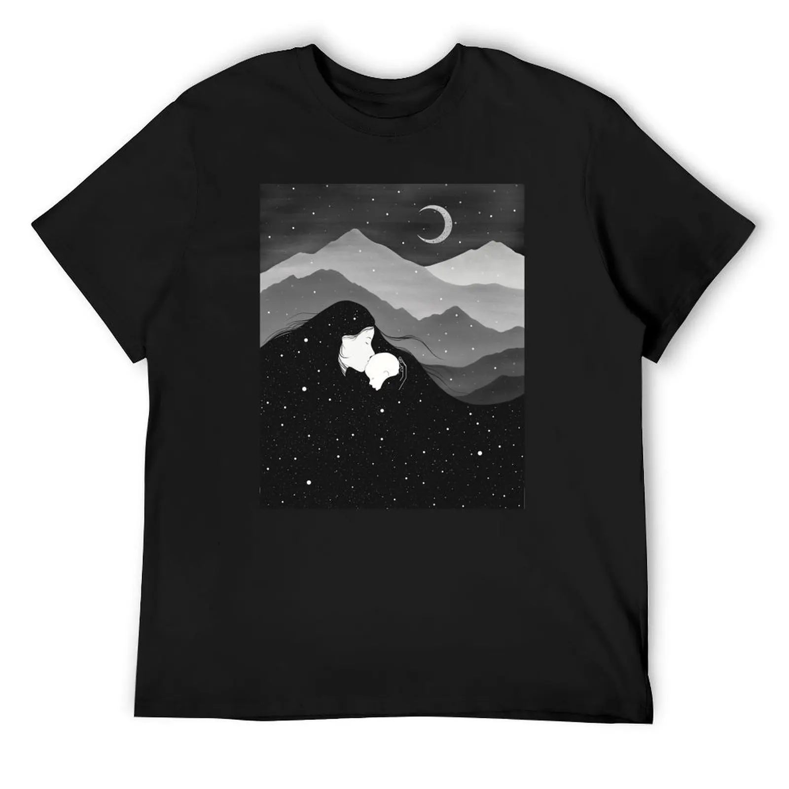 Mountain’s Lullaby - black & white T-Shirt animal prinfor boys summer clothes plus size clothes t shirts for men cotton