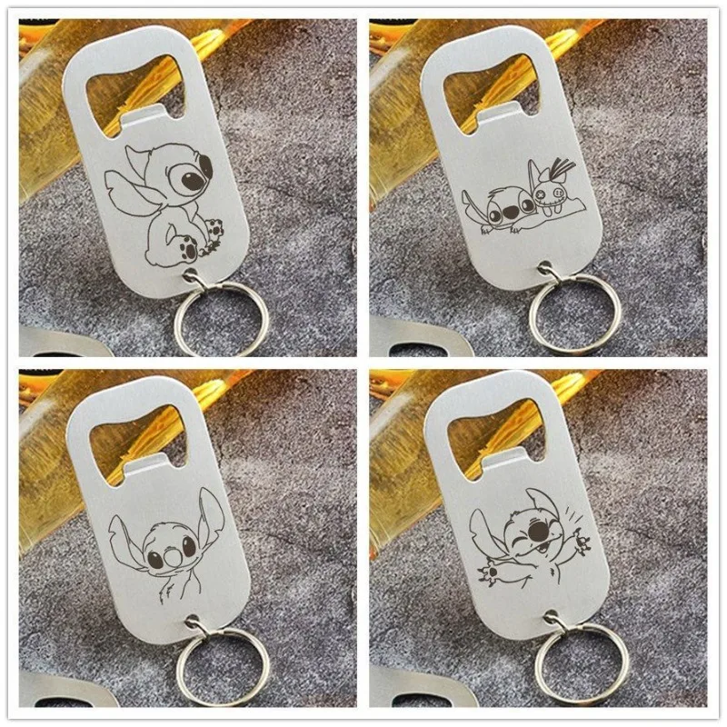 

1 piece of new Stitch high-looking stainless steel bottle opener keychain to open beer soda cute portable tool EDC creative gift