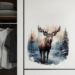 Pretty Moose in Winter Sticker, Water-proof Home Wall Decal, Used for Wall, Bathroom, Cabinet, Door,Toilet, Car, Laptop