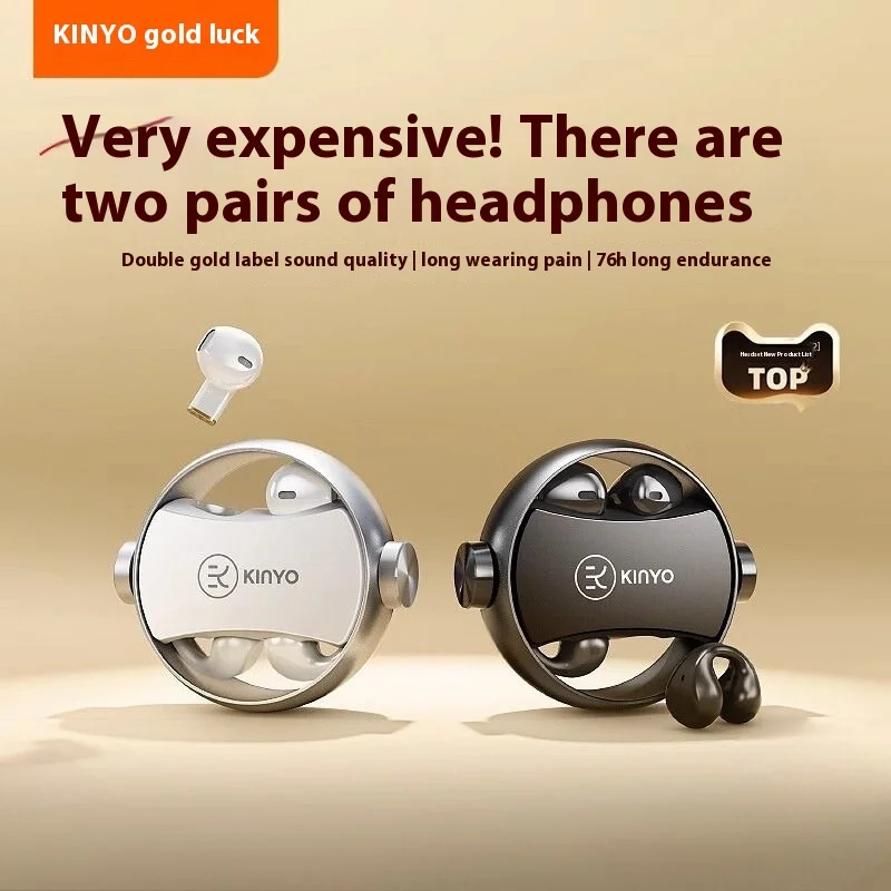 New Kinyo Dual Earphones Ear Clip In Ear Headset Bluetooth Wireless Long Endurance High Battery Life noise reduction Earphone