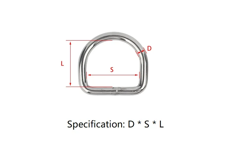 1/2/5pcs M3 M4 M5 M6 M8 M10 304 Stainless Steel D Shackle Welded Solid D Ring Hardware
