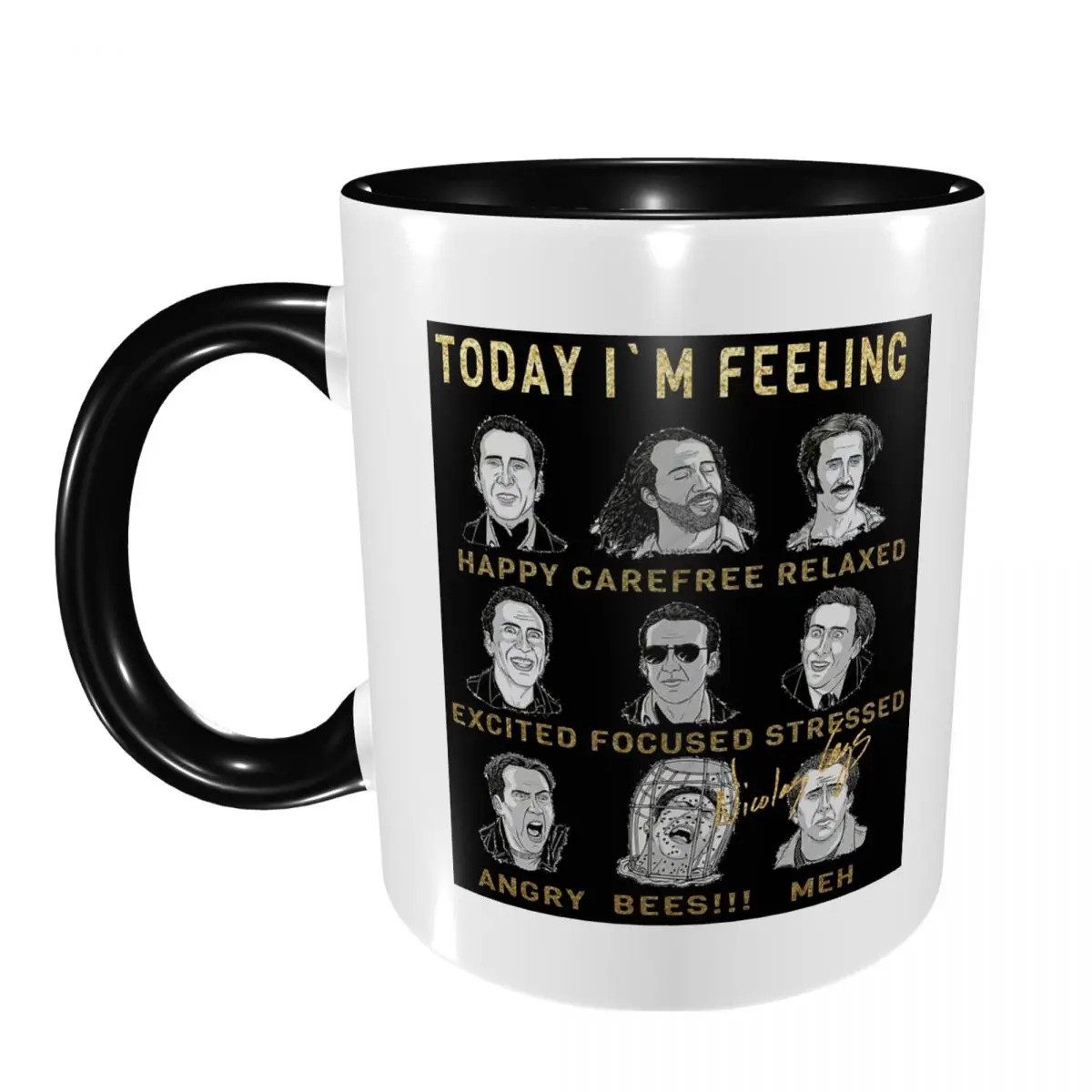 Merry Christmas St Nicolas Cage Mug Funny Ceramic Coffee Cups Tea Mugs Milk Cup Drinkware Gift for Woman Man