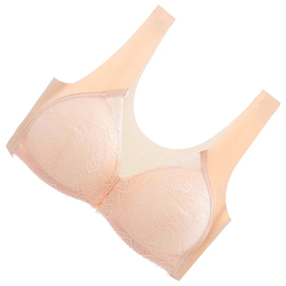 

Front Buckle One-Piece Bra No Steel Ring Seamless Soft Fabric All-Day Comfortable Fit for Women Skin Color M Women Bra