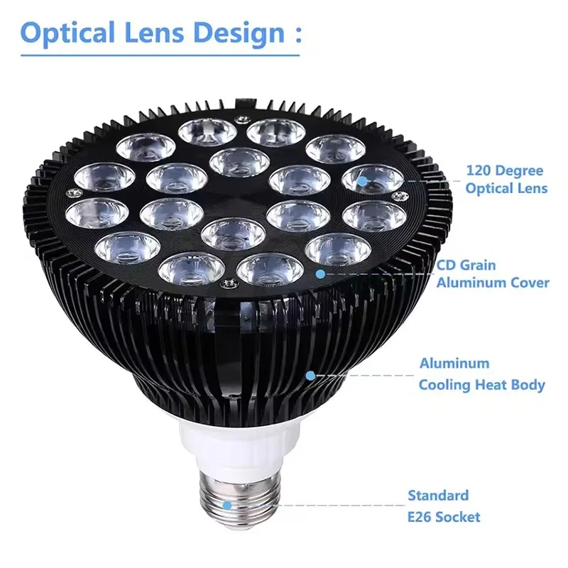 LED Aquarium Plant Light Bulb PAR38 Fish Tank Lamp 54W Full Spectrum Refugium Light Coral Reef LED For Seawater Tank Plant E27