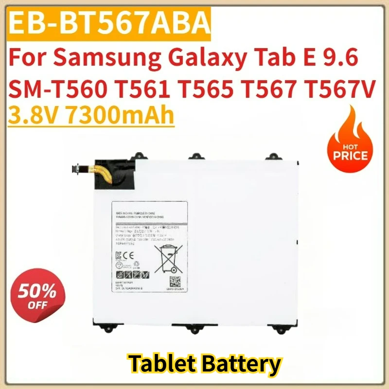 Tablet PC Battery 3.8V 7300mAh EB-BT567ABA For Samsung Galaxy Tab E 9.6 SM-T560 T561 T565 T567 T567V Brand-New High Quality