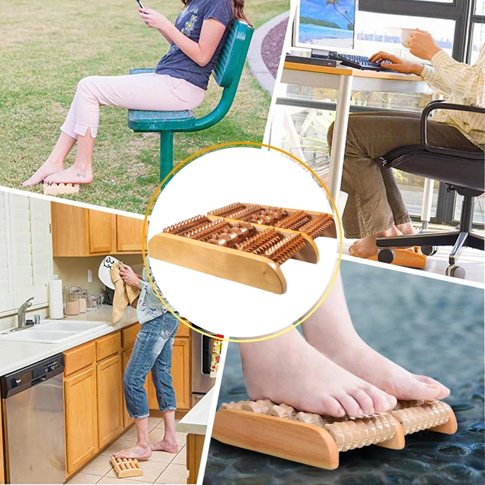 Wooden Foot Massager Roller Reflexology for Stress Fitness Health Care Feet Massager Colorful Massage Roller Pain Relief