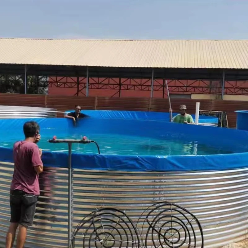 حمامات سباحة كبيرة خارجية عالية الجودة بإطار جمبري مستدير لحمامات زراعة الأسماك