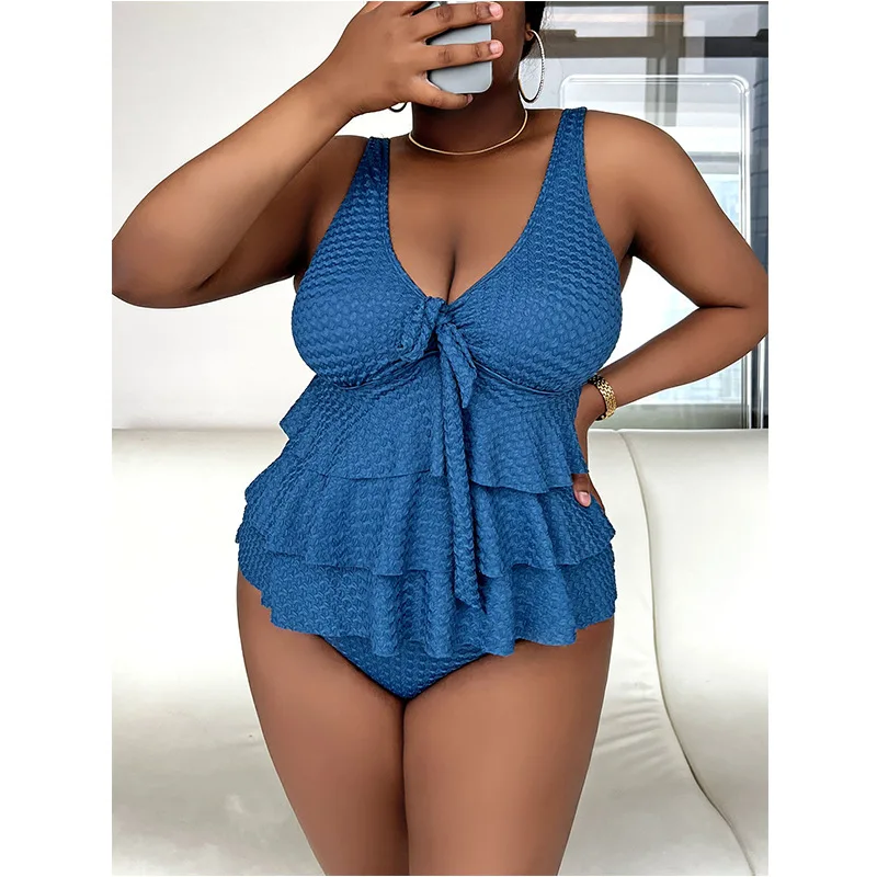 

Sexy Swimwear Pure Color Vest Sle Large Size Bikini Women's Faionable And Flattering Swimming Suit Nylon Polyester Material