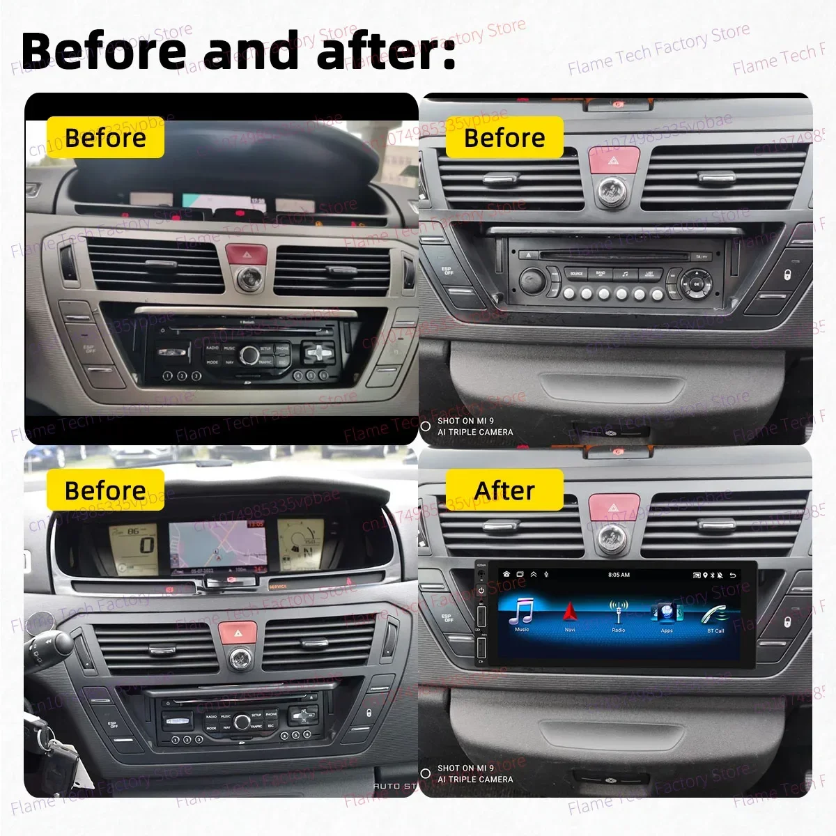 1 din android rádio carro multimídia para citroen c4 grand picasso 2006-2013 unidade principal estéreo carplay autoradio gps android auto