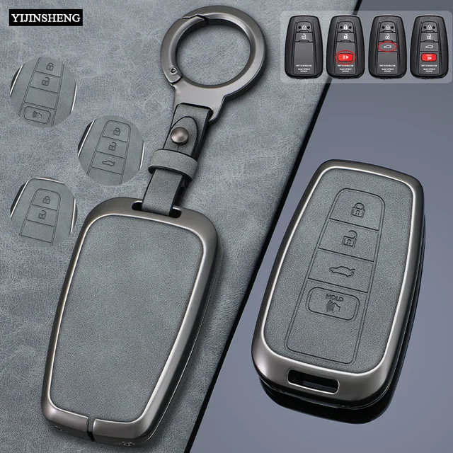 2 3 4 Przyciski Skórzany pokrowiec na kluczyk samochodowy ze stopu cynku do Toyota RAV4 Crown Hilux Fortuner Camry Land Cruiser Prado Remote Protect