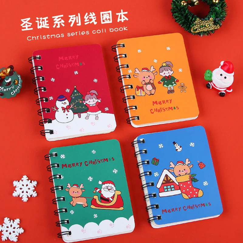 Christmas Snowman Santa Claus Elk A7 Coil Notebook 40 Pages Pocket Notepad Office School Learn Supplies Mini Diary Journal