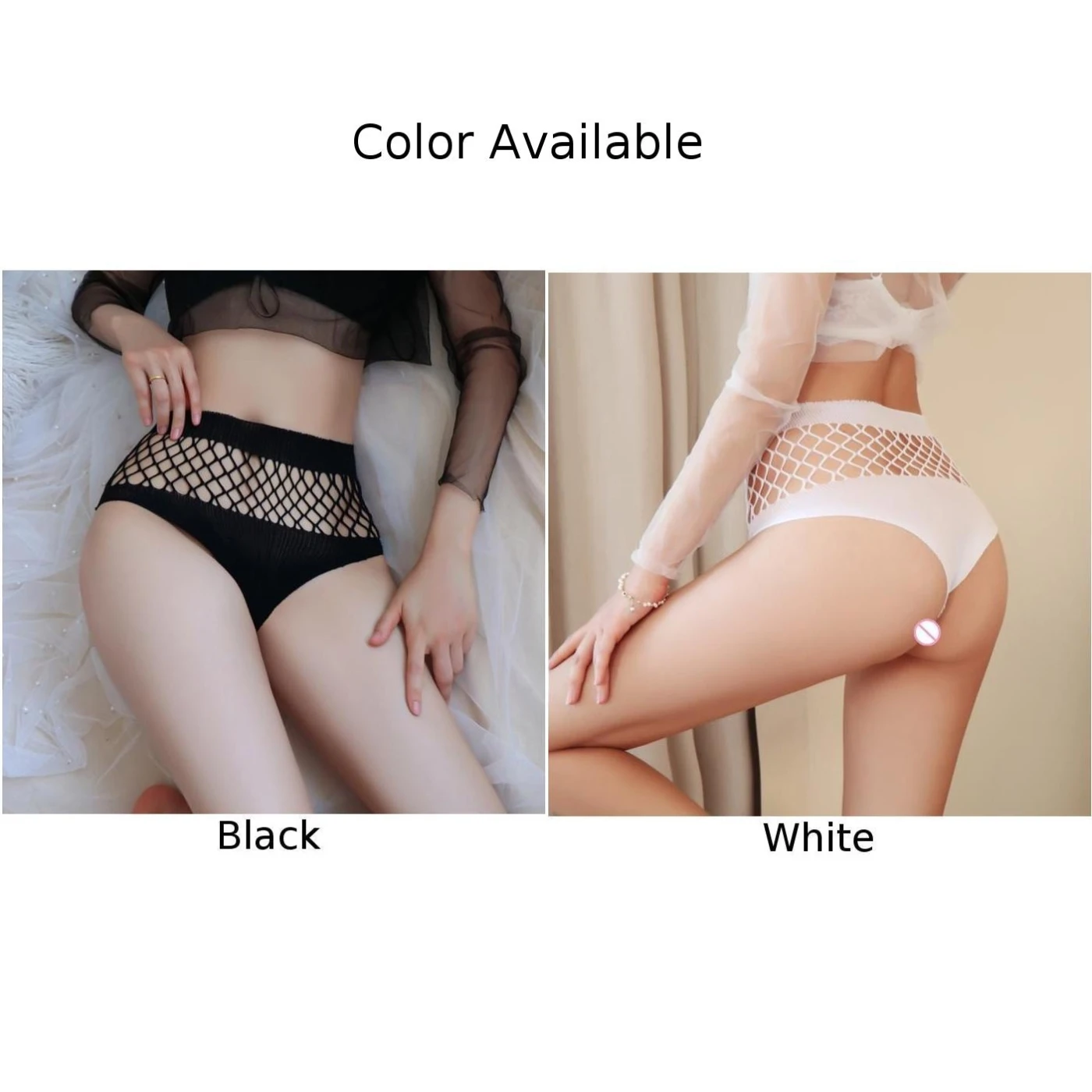 Sexy Fishnet Hollow Out Thong Panties Women High Waist G-String Underpants Comfortable Soft Intimates Breathable Underwear