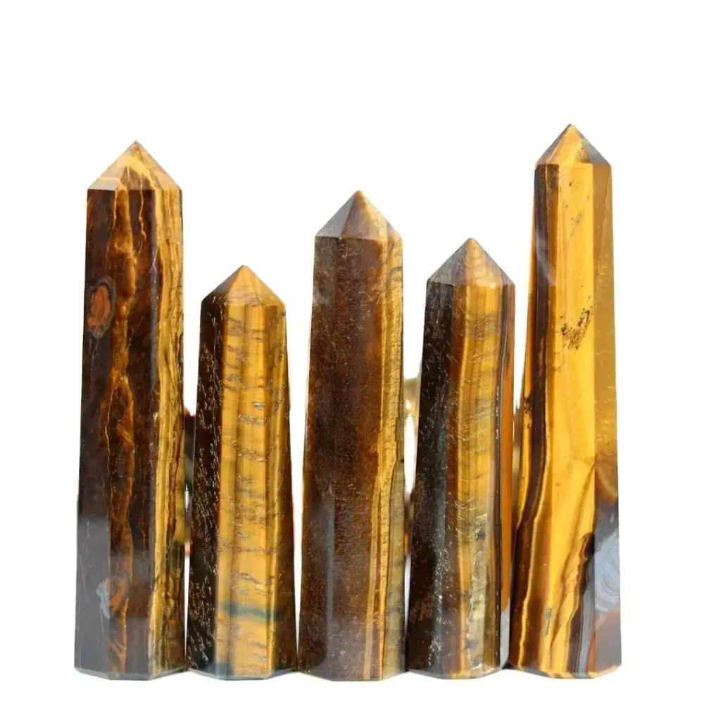4.33inch Natural Tiger's Eye Stone Crystal Obelisk Reiki Healing Quartz Wand Mineral Sample Crystal Gift Home Decor
