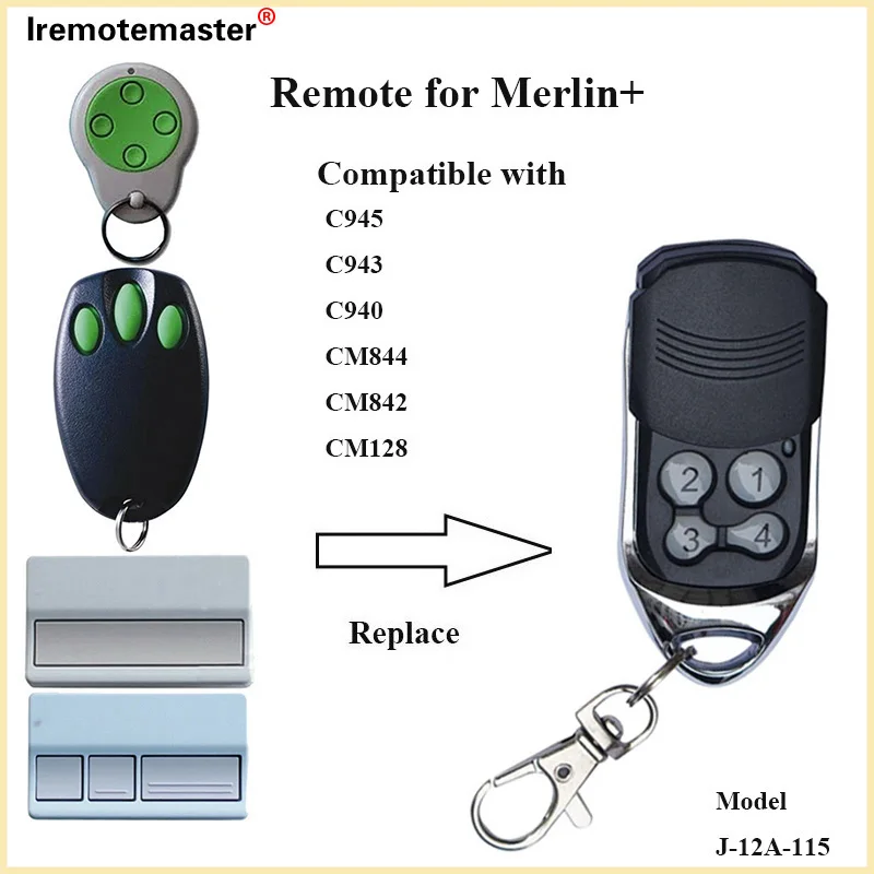 For Liftmaster Merlin+ C945/C943/CM842/94335E/84335EML Garage Door Remote Control Transmitter