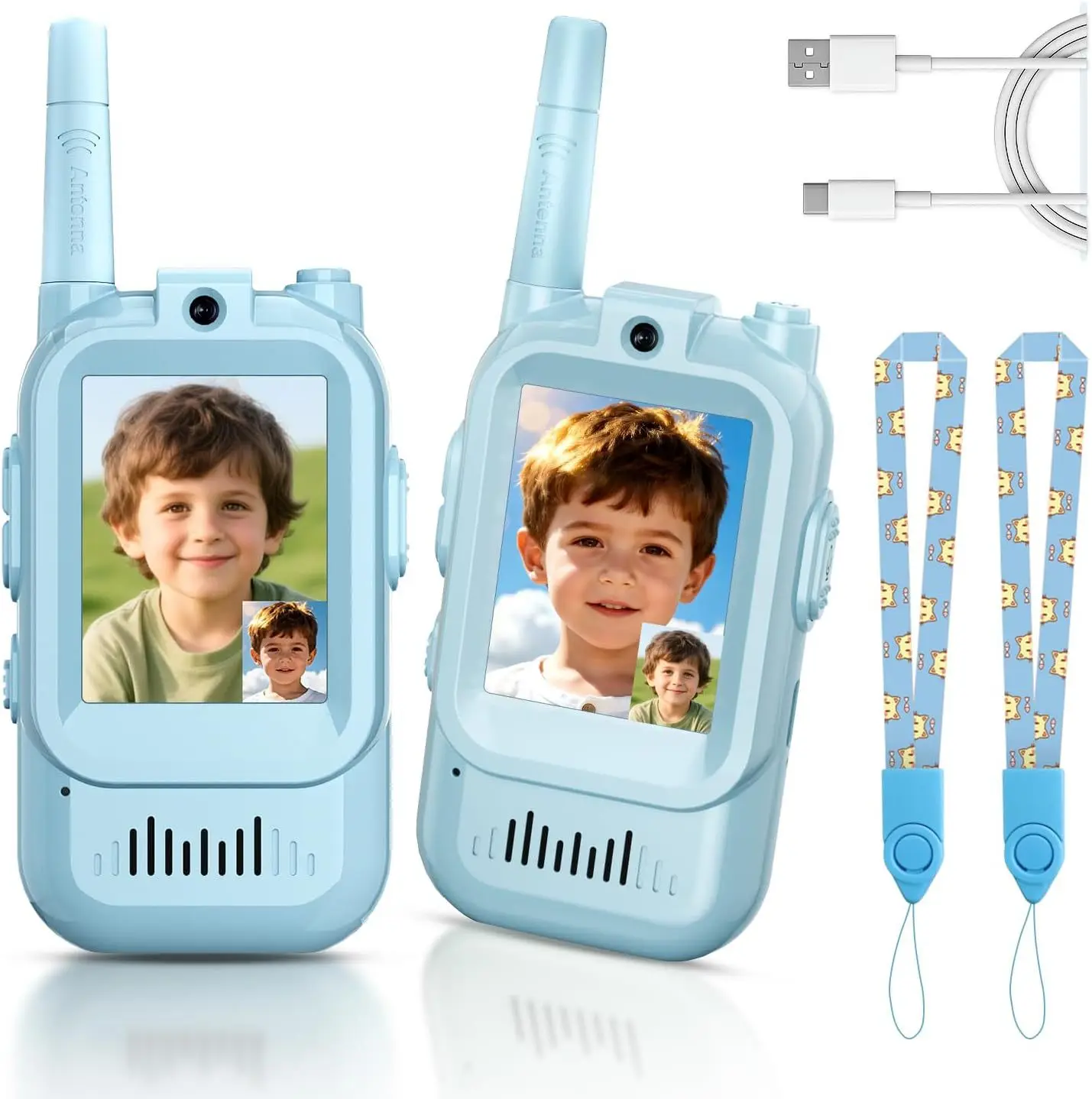 1Pair Kids Video Walkie Talkie Toy Rechargeable Interphone With HD Camera & Voice Changer Educational Interactive For Boy Girl