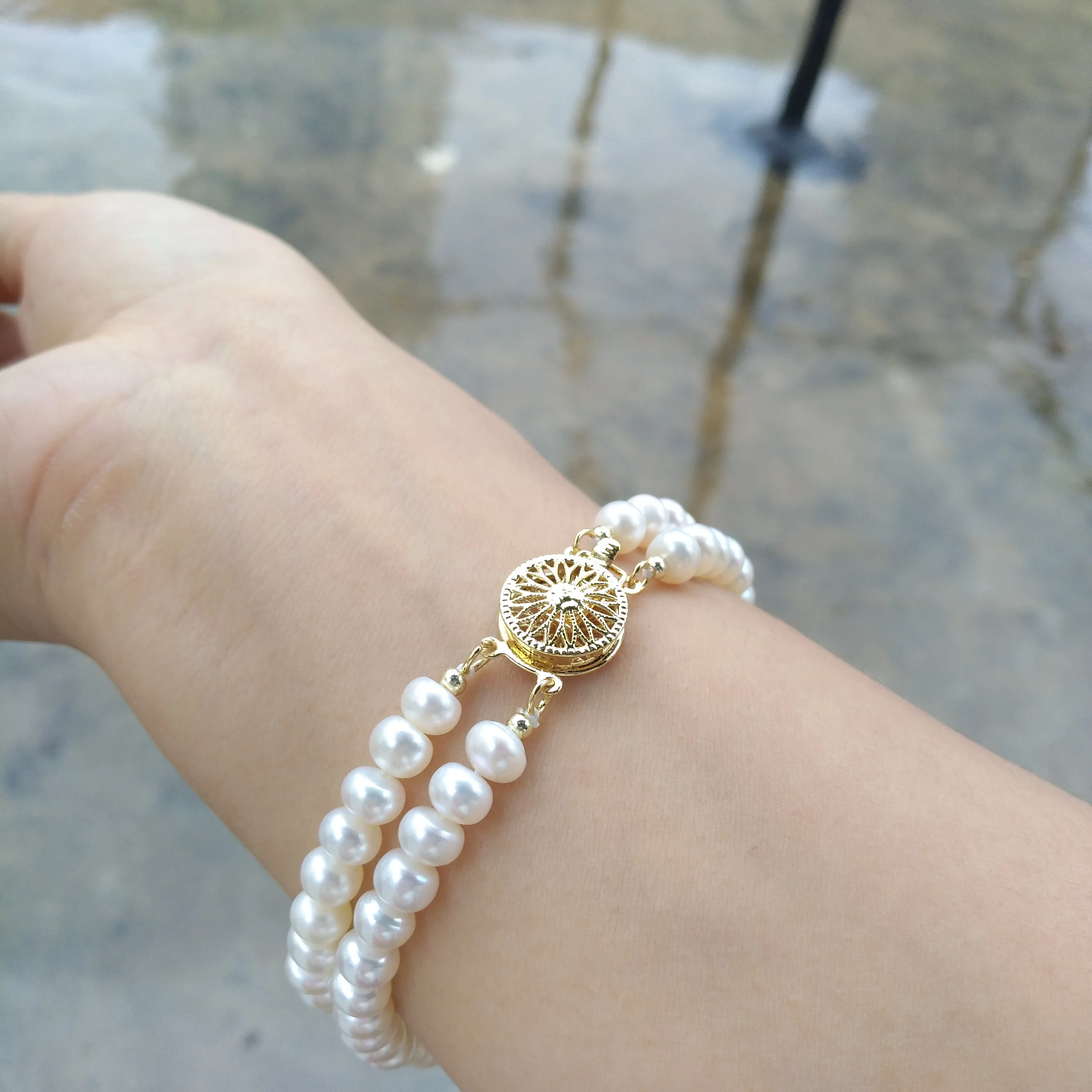 Timeless Real Natural AAA Akoya Real Natural White Pearl Bracelet 17cm  Videos and pictures are all taken in kind.