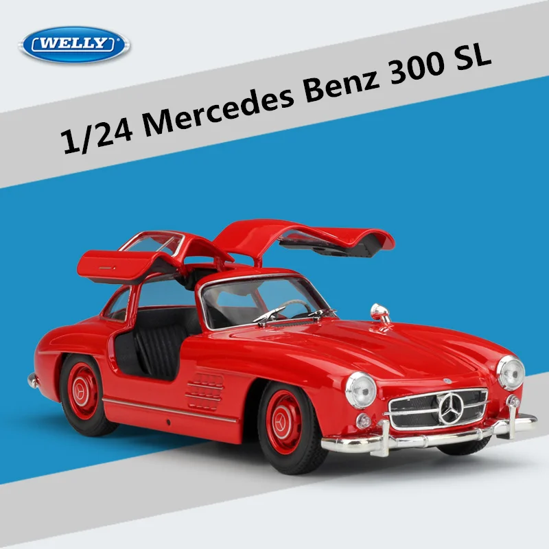Welly 1:24 Mercedes Benz 300SL Alloy Sports Car Model Diecasts Metal Classic Retro Car Vehicles Model High Simulation Kids Gifts