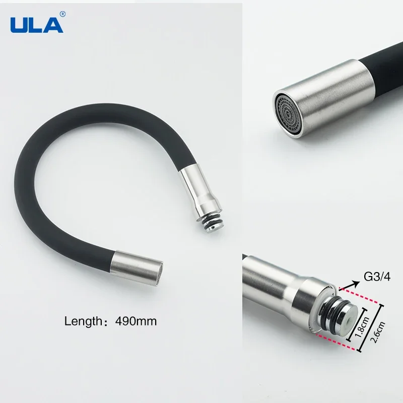 ULA Flexible Hose Silicone Tube Kitchen Faucet Accessories 360 Degree Rotate Water Tap Filter General Interface