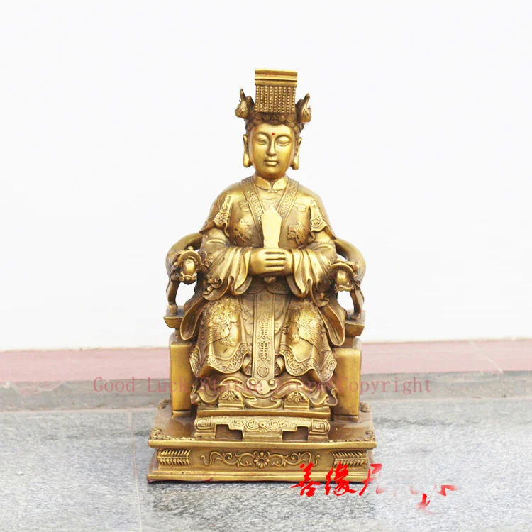 

40CM huge HOME House Talisman Protection Meizhou Mazu Goddess Matsu Goddess of the Sea FENG SHUI brass art statue