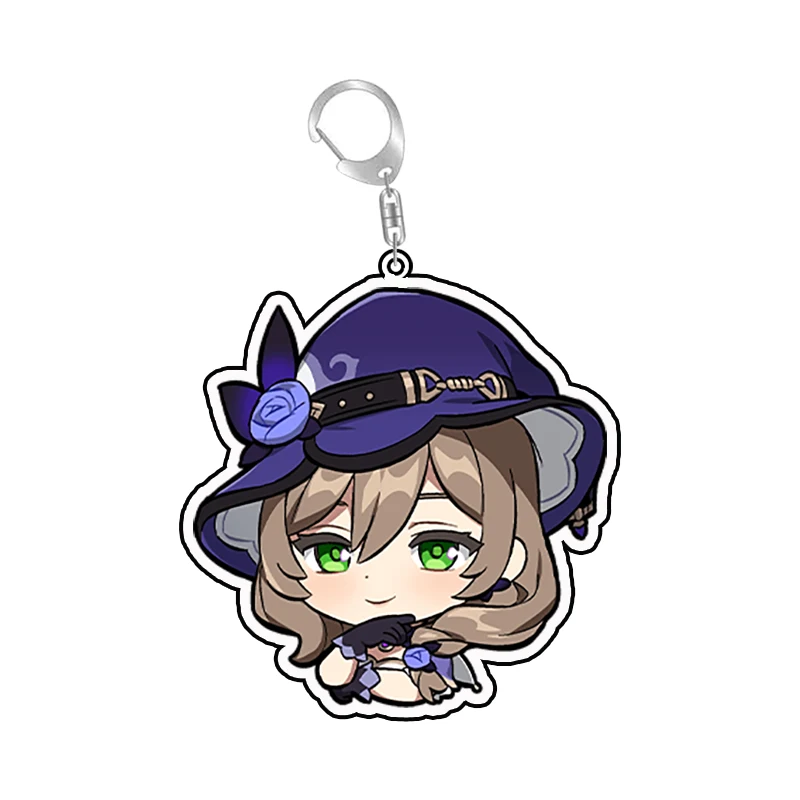 Genshin Impact Anime Figure Key Chain Ring Cute Keqing Lisa Cartoon Keyring Backpack Charms Customized Acrylic Keychain