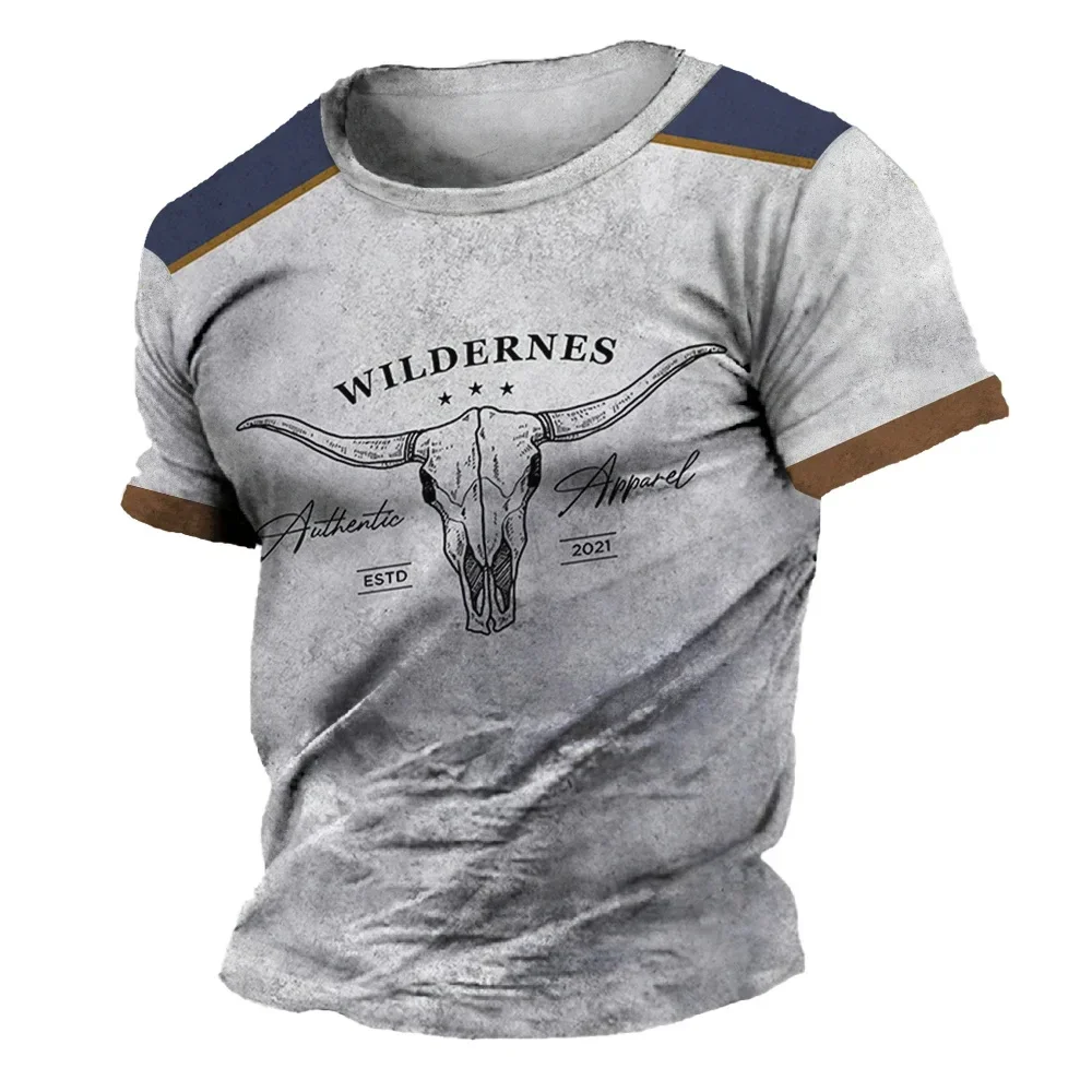 2024 Retro Fashion Yellowstone National Park 3D Printed Men\'s T-shirt Large Short Sleeved Outdoor Street Minimalist Clothing Top