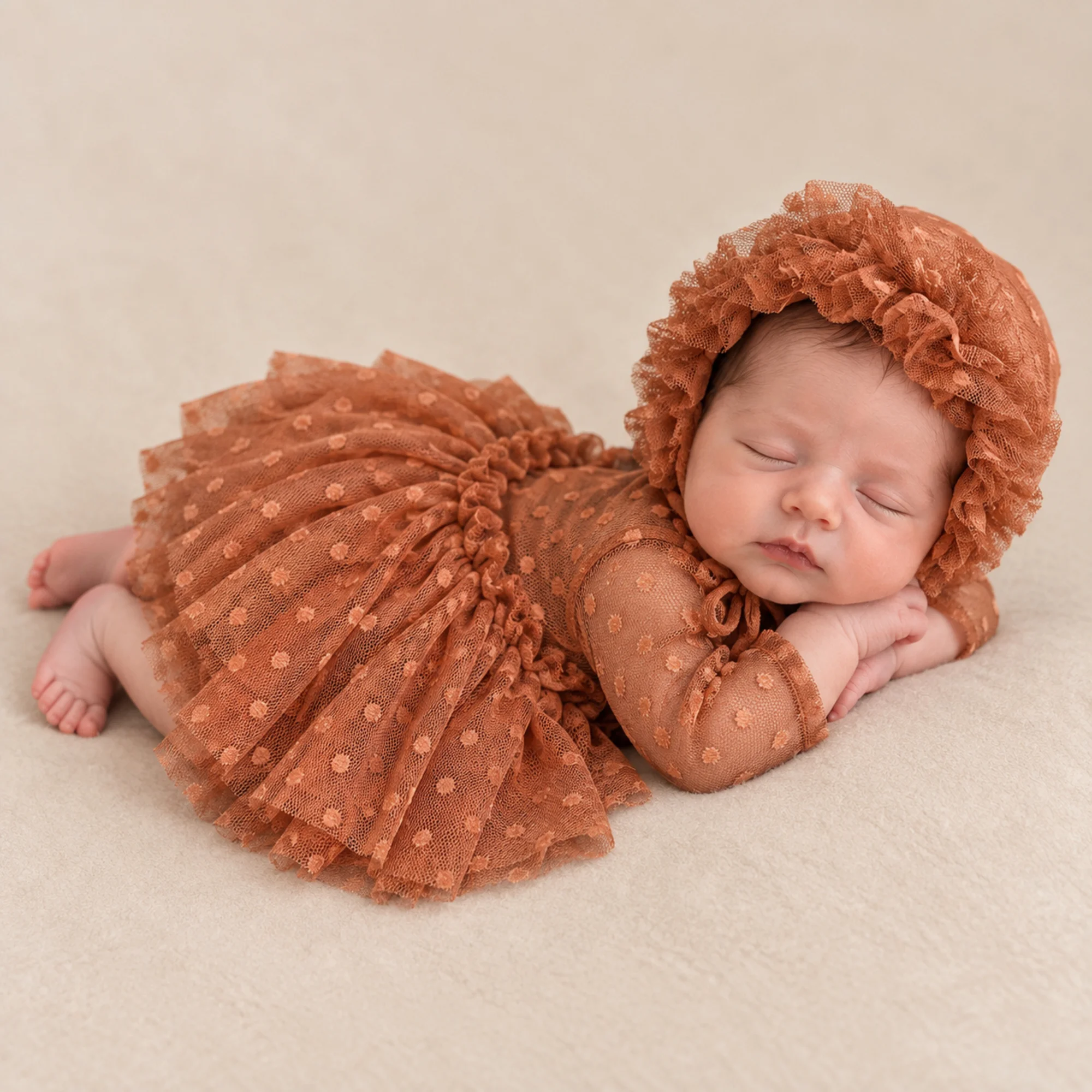 Don&Judy Newborn Tulle Dress and Hat Set Infant Photo Props Princess Photo Outfit Baby Shower Gift Newborn Girl Photography