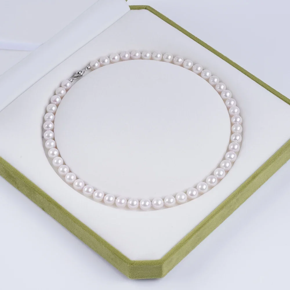 8-8.5mm White Round Akoya Seawater Pearl Strand With Certificate For Jewelry Making