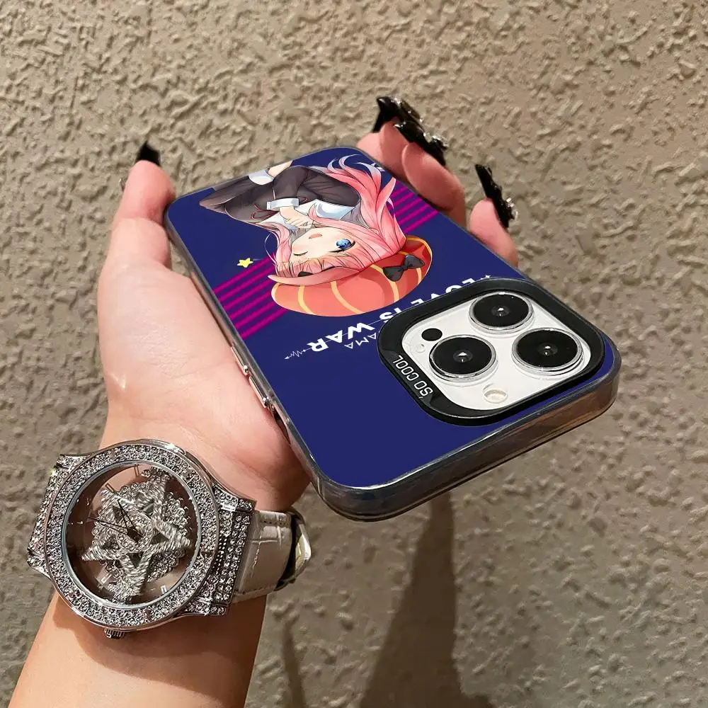 Kaguya Sama Chika Fujiwara Чехол для телефона iPhone 16, 15, 14, 13, 12, 11 X XR XS 8 7 Pro Max Plus Цветной полупрозрачный чехол, роскошный