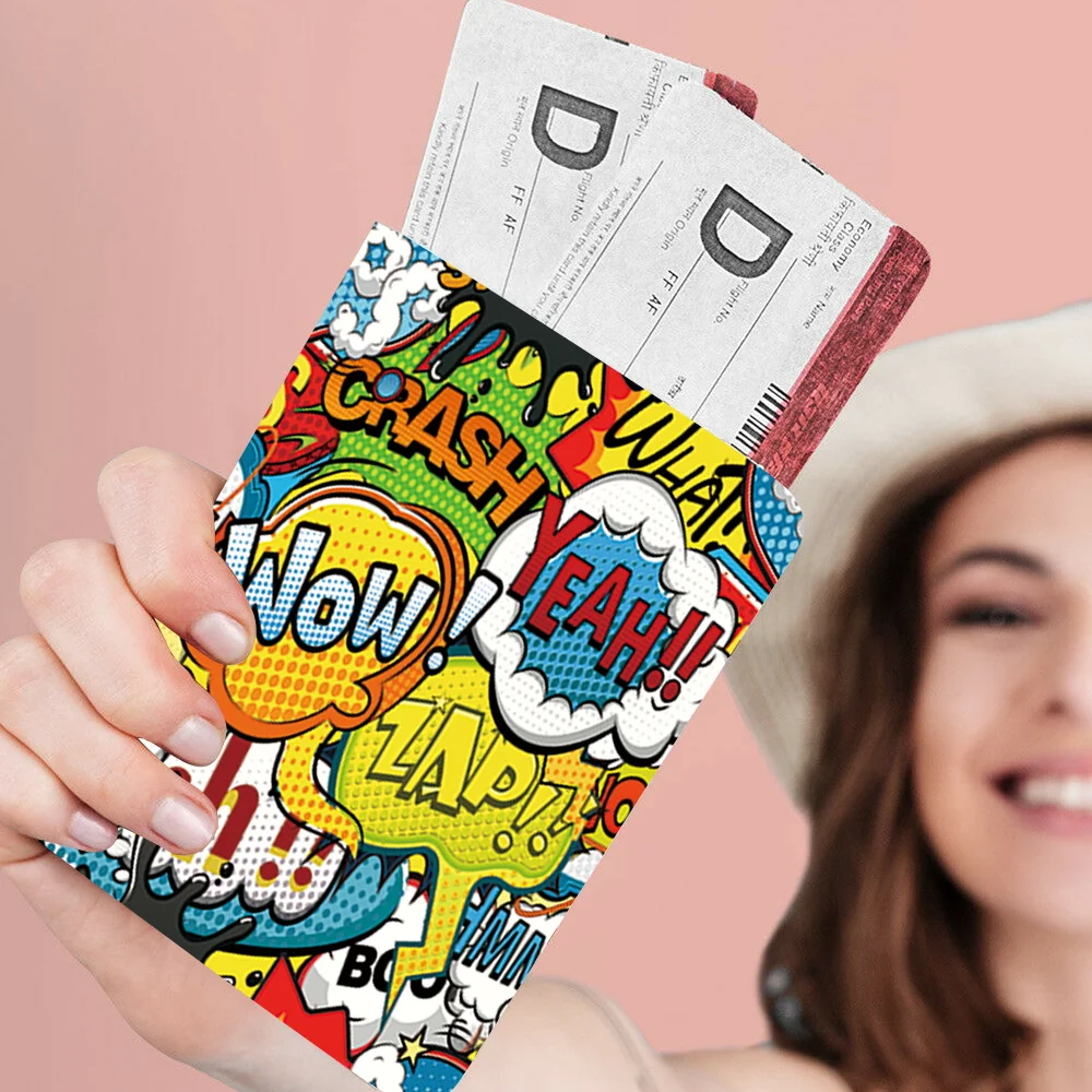 Funda para pasaporte de viaje, billetera transparente para tarjetas de identificación, estuche para tarjetas de crédito y negocios, patrón de Arte de Graffiti