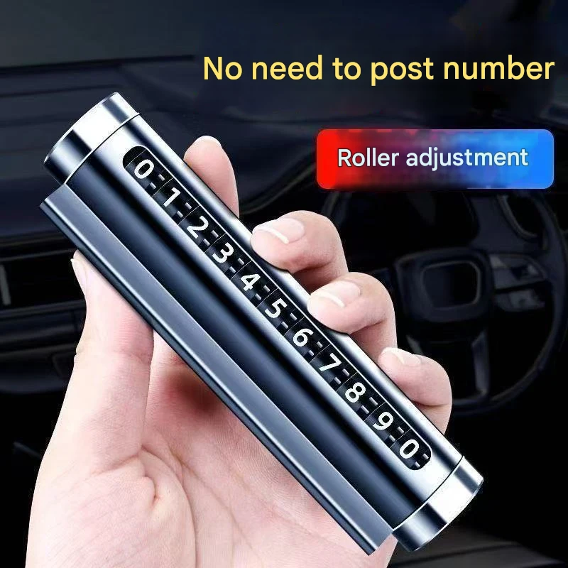 Car Phone Number Plate Temporary Parking Card Aluminum Stickers Rotate Park Stop Temporary Parking Card Universal Car Accessorie